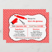 料理の誕生日のパーティの招待状 招待状 (正面/裏面)