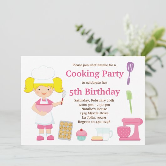 料理の誕生日のパーティの招待状 招待状 (スタンド正面)