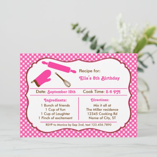 料理の誕生日パーティー招待状 招待状 (スタンド正面)