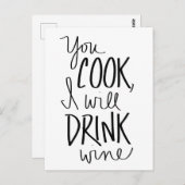 「料理はあなたに任せて、私はワインを飲む」ポストカード ポストカード (正面/裏面)