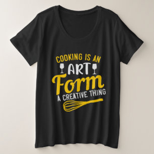 料理はアート型枠クリエイティブ プラスサイズTシャツ