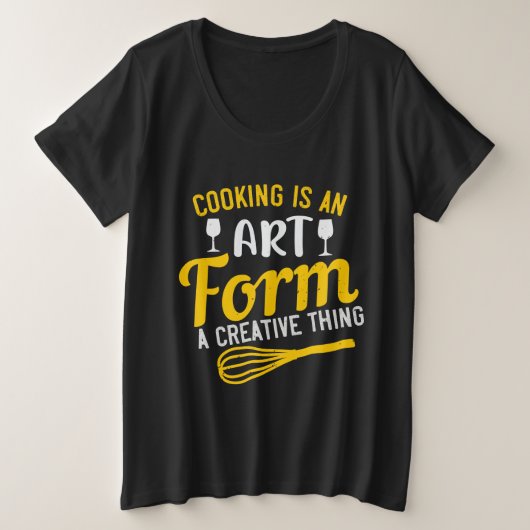 料理はアート型枠クリエイティブ プラスサイズTシャツ (デザイン正面)