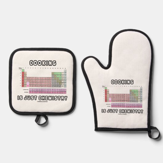 料理は化学周期表のユーモアにすぎない 鍋つかみ&鍋敷きセット (正面)