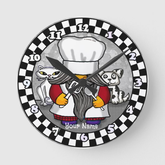 料理をする gnome  ラウンド壁時計 (正面)
