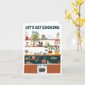 料理をはじめましょう かわいいキッチンイラスト オーダーメイド カード (黄色い花)