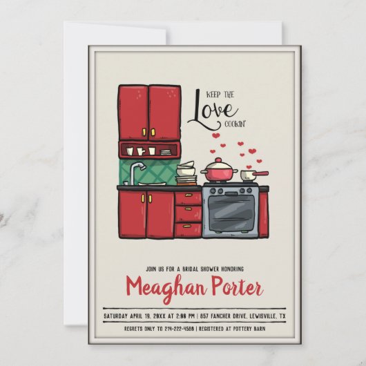 料理をテーマにしたブライダルシャワー 招待状 (正面)