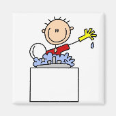 料理を作るスティックフィギュア マグネット (正面)