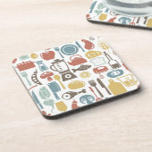 料理アイコンが付いているパターン コースター (左側)