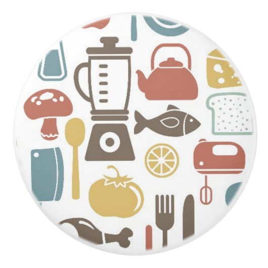料理アイコンが付いているパターン セラミックノブ (正面)