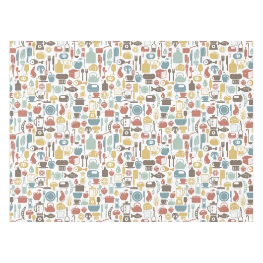 料理アイコンが付いているパターン テーブルクロス (正面(横))