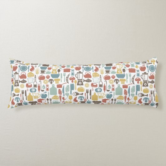 料理アイコンが付いているパターン ボディピロー (正面)