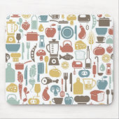 料理アイコンが付いているパターン マウスパッド (正面)