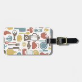 料理アイコンが付いているパターン ラゲッジタグ (正面横)