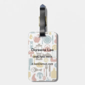 料理アイコンが付いているパターン ラゲッジタグ (裏面縦)