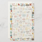 料理アイコンが付いているパターン 便箋 (正面/裏面)