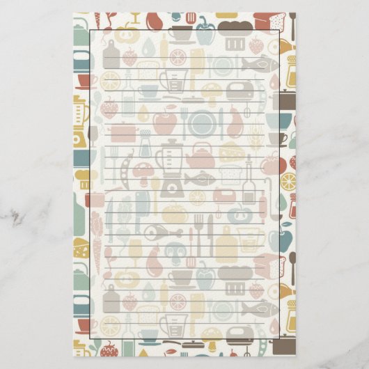 料理アイコンが付いているパターン 便箋 (正面)