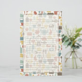 料理アイコンが付いているパターン 便箋 (スタンド正面)