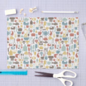 料理アイコンが付いているパターン 薄葉紙 (クラフト)