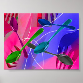 料理アートデザインカラフルカトラリーポスター ポスター
