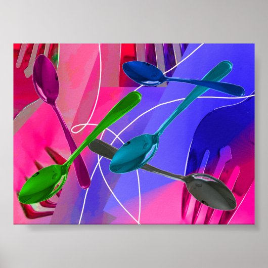 料理アートデザインカラフルカトラリーポスター ポスター (正面)