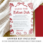 料理イタリアンのブライダルシャワーイタリアンゲーム 招待状