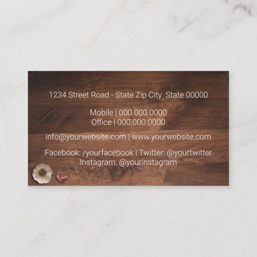 料理インストラクター 名刺 (裏面)