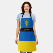 料理ウクライナ&ウクライナ国旗のシェフキッチン エプロン (着用した状態)