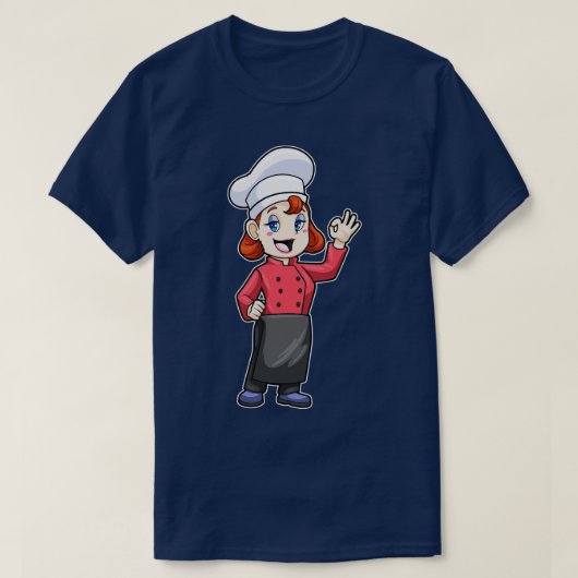 料理エプロン付きシェフ Tシャツ (デザイン正面)