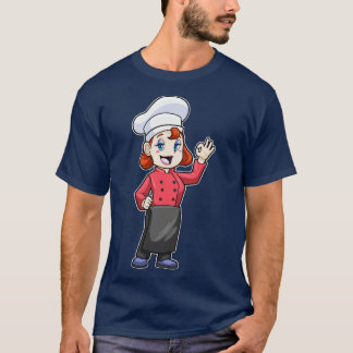 料理エプロン付きシェフ Tシャツ