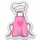 料理エプロン及び料理付ハート帽子 シール (正面)