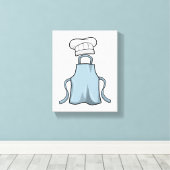 料理エプロン及び料理帽子 キャンバスプリント (インサイチュ (ウッドフロア))