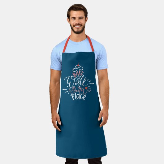 料理エプロン、より良いプレイスエプロンを世界を焼く エプロン (着用した状態)