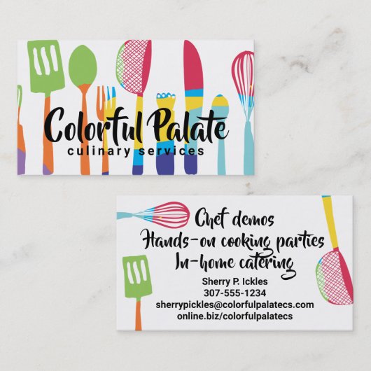 料理カラフル家ケータリング料理教室 名刺 (正面/裏面)