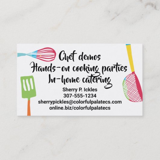 料理カラフル家ケータリング料理教室 名刺 (裏面)