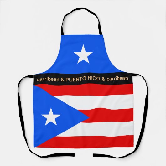 料理カリビーン&プエルトリコ国旗のシェフキッチン エプロン (正面)