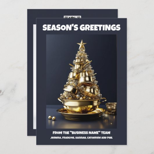 料理クリスマスツリーシェフビジネスケータリング シーズンカード (正面/裏面)