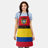 料理コロンビア&コロンビア国旗のシェフキッチン エプロン (着用した状態)