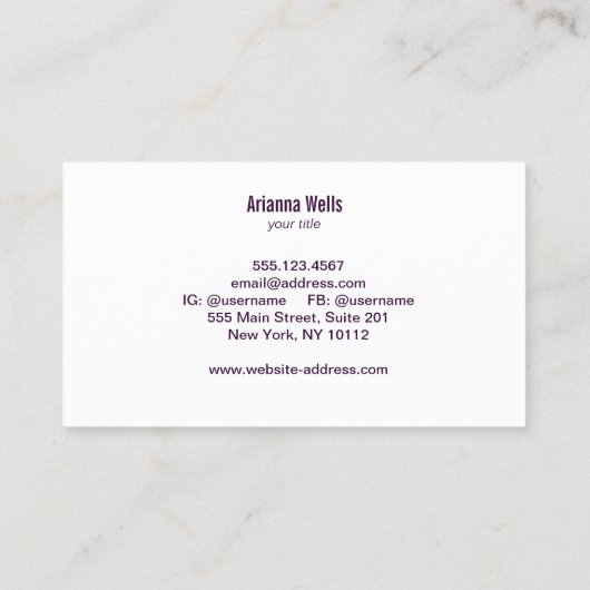 料理シェフブルーウィスクロゴパープルケータリング 名刺 (裏面)