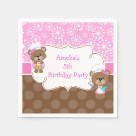 料理シェフベアバースデーパーティー スタンダードカクテルナプキン