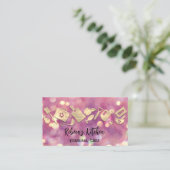 料理シェフレストランケータリングロゴQRコードピンク 名刺 (スタンド正面)