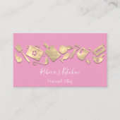 料理シェフレストランケータリングロゴQRピンキー 名刺 (正面)