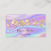 料理シェフレストランケータリングロゴQRホログラフ 名刺 (正面)