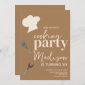 料理シェフ誕生日パーティーの招待 招待状 (正面/裏面)