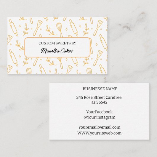 料理シンプルベーキング器具パターンベイカー 名刺 (正面/裏面)