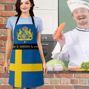料理スウェーデンとスウェーデン国旗のシェフのキッチン エプロン