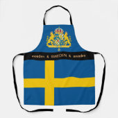 料理スウェーデン&スウェーデン国旗のシェフキッチン エプロン (正面)