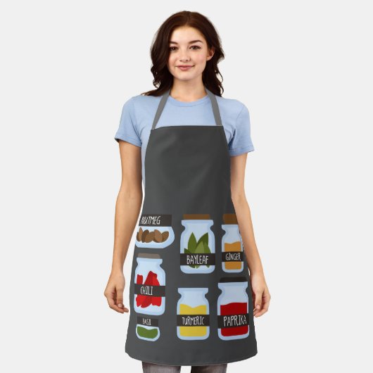 料理スパイスカラフル ファンキー エプロン (着用した状態)