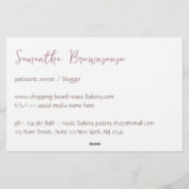 料理スパークルチョッピングボードバラ金ゴールドベーキング 便箋 (裏面)