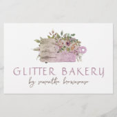 料理スパークルチョッピングボードバラ金ゴールドベーキング 便箋 (正面)