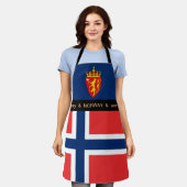 料理ノルウェー&ノルウェー国旗のシェフキッチン エプロン (着用した状態)